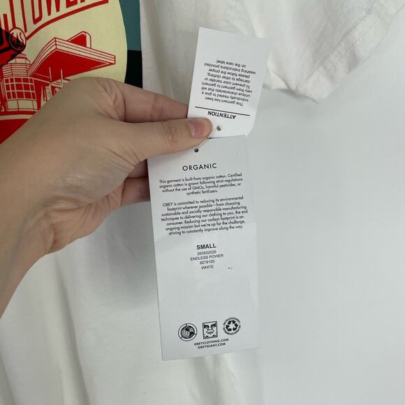 Obey NEW Block Graphic Endless Power Tee T-Shirt White Size Small - Picture 5 of 6